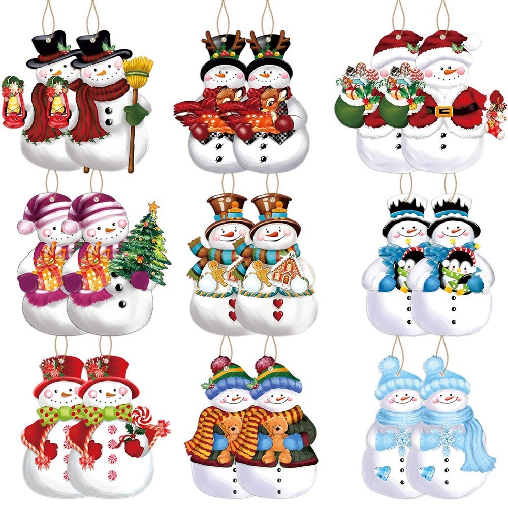 18PCS Christmas Wooden Pendant Wooden Small Hanging Christmas Tree Hanging7777