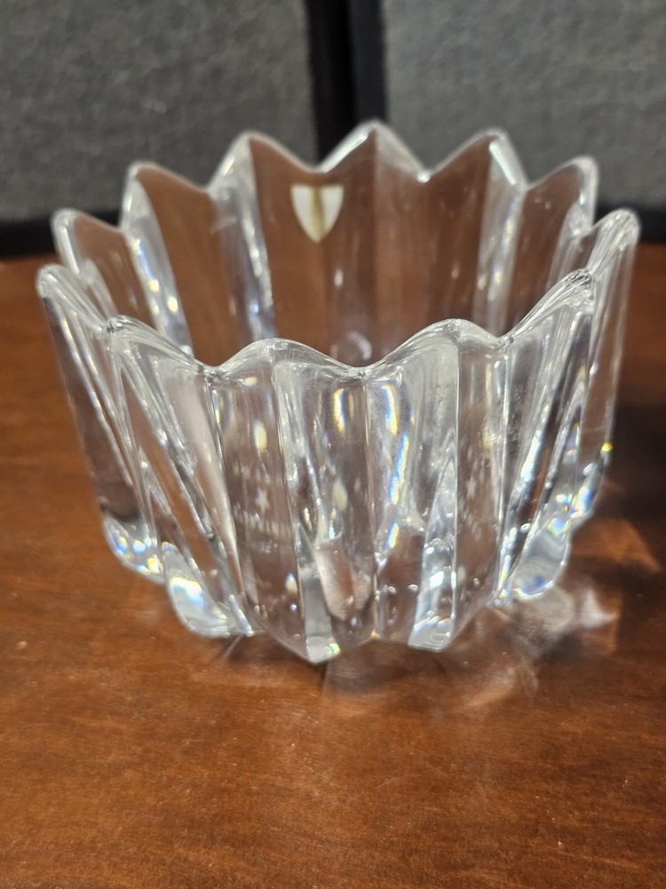 Orrefors Fleur Crystal Crown Candy Bowl - Elegant Display Piece