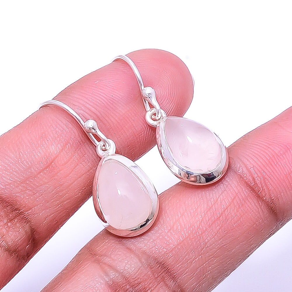 Pink Rose Quartz - Brazil 925 Sterling Silver Earring 1.17