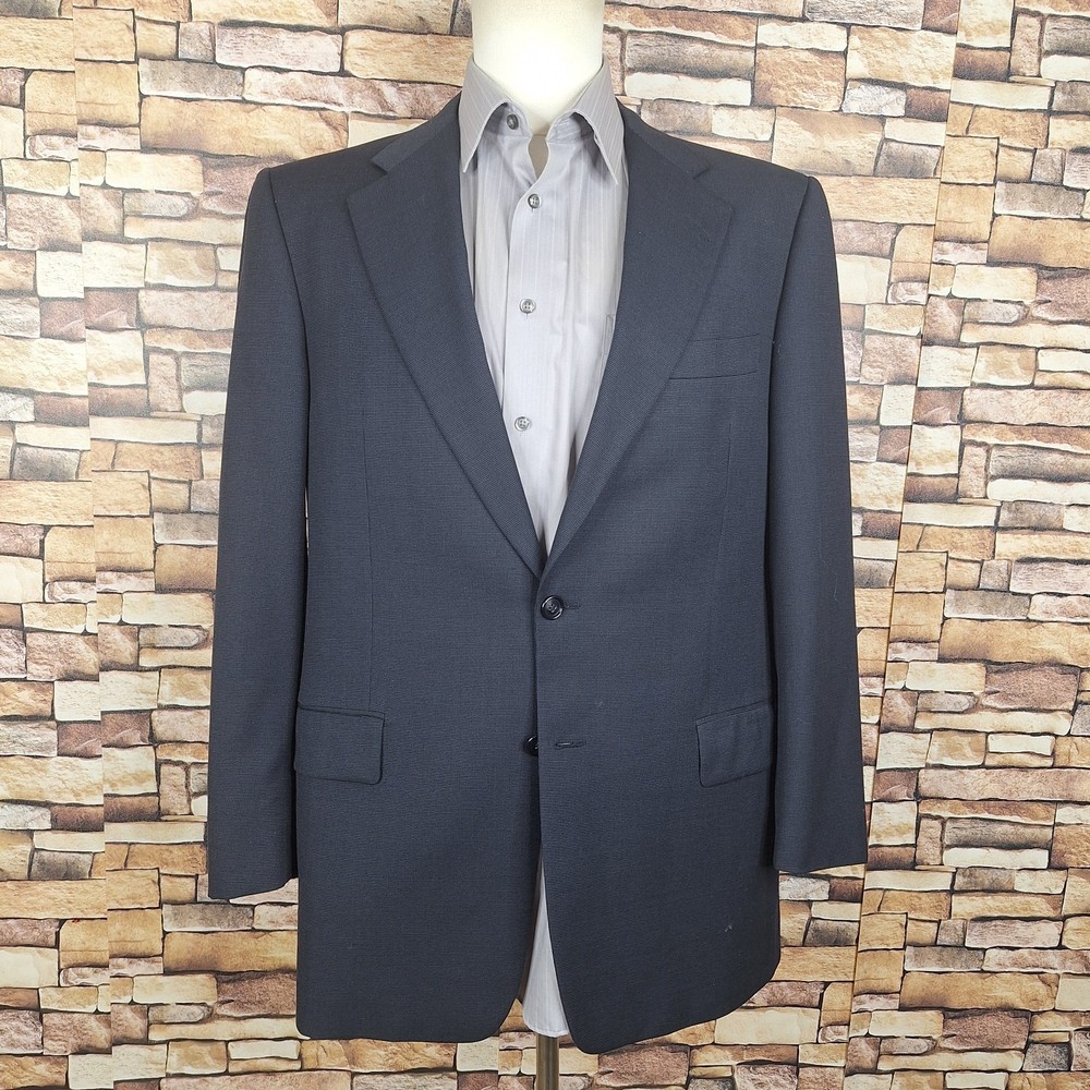 Hickey Freeman Jacket Blazer Mens 40R Dark Navy Hopsack Wool