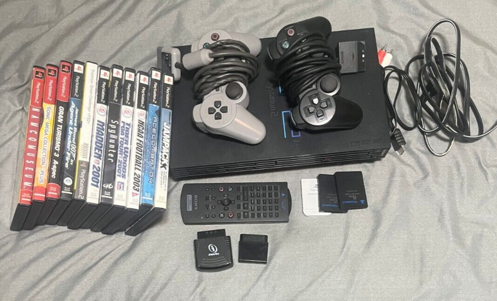 Sony PlayStation 2 Console Tested with Controllers and Games