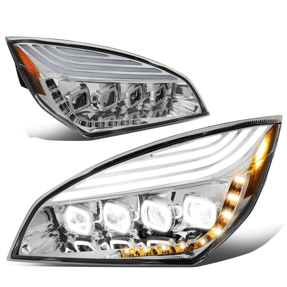 Fit 18-24 Cascadia LED DRL Sequential Signal Projector Headlights Lamps Chrome