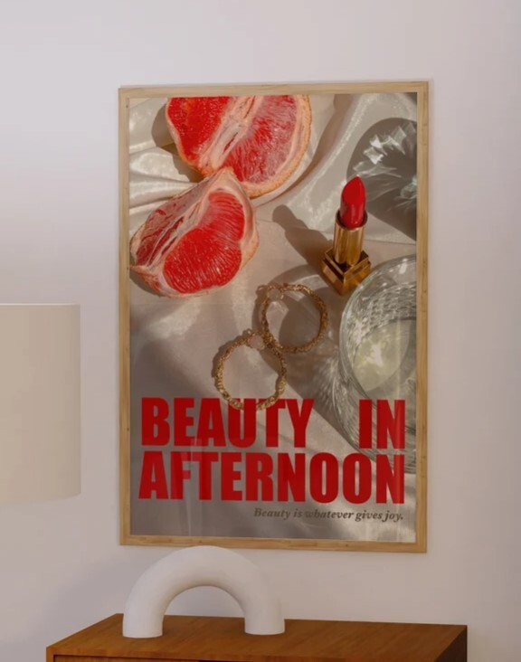 Beauty Magazine Poster, 70s Wall Print, Red Wall Art