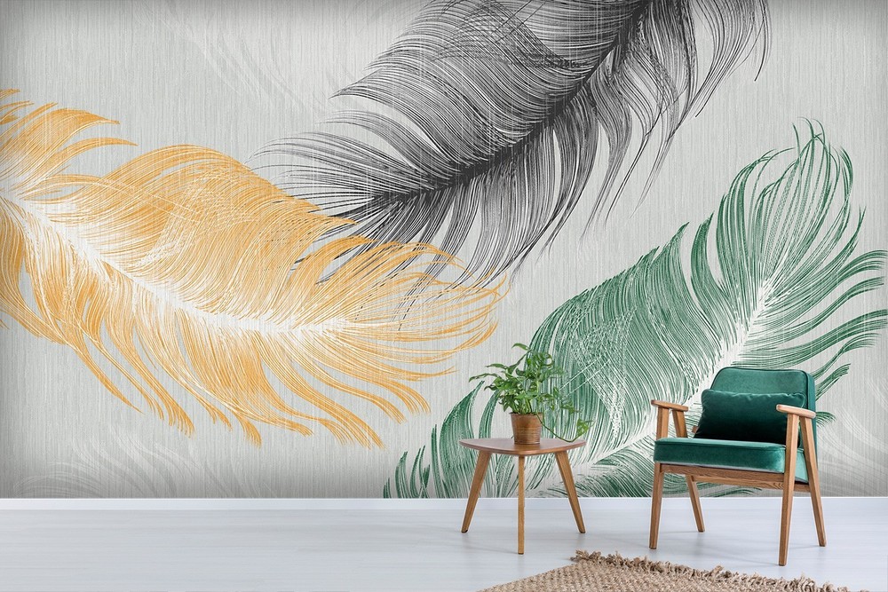 3D Feathers Watercolor Wall Murals Wallpaper Murals Wall Sticker 2