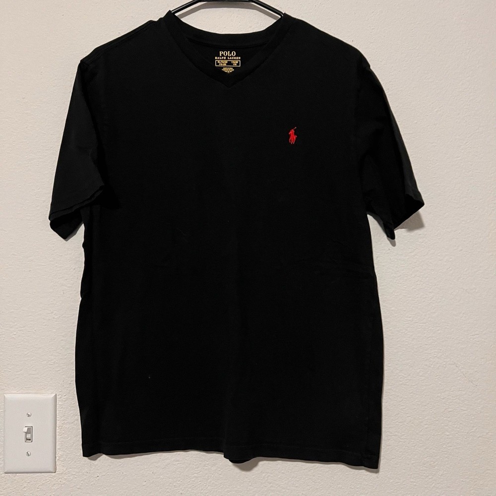 Polo Ralph Lauren Black V-Neck Tee w/ Red Logo – Youth XL (18-20)