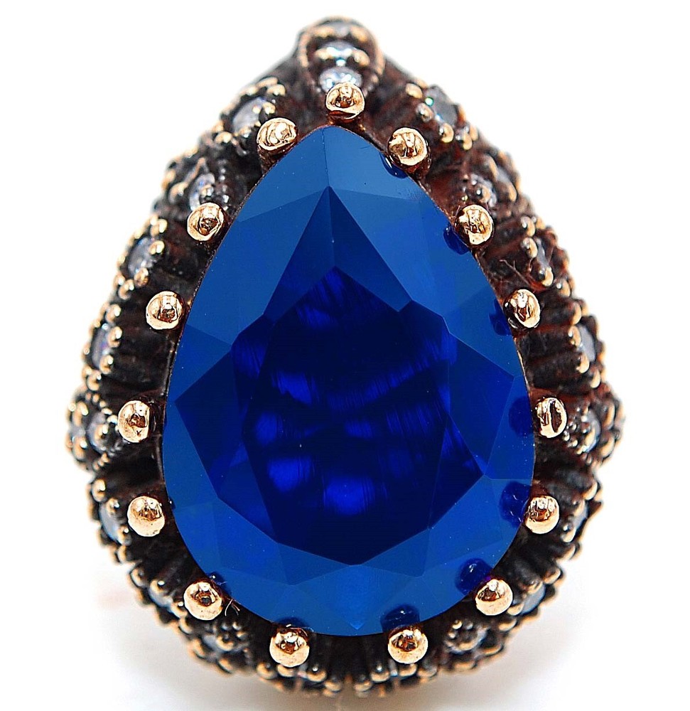 Ottoman Empire Inspired 10CT Sapphire 925 Sterling Silver Ring Size 7 HB3-5