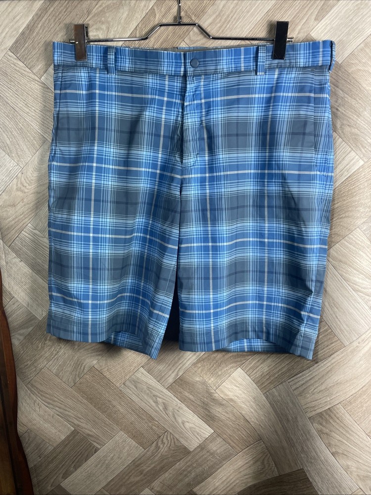 Nike Golf Shorts Mens Size 38 Dri-Fit Performance Polyester Blue Plaids