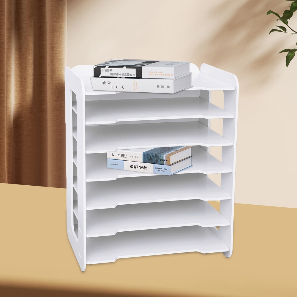 7 Tier Literature Organizer Rack Horizontal Paper Sorter File Holder Home Office