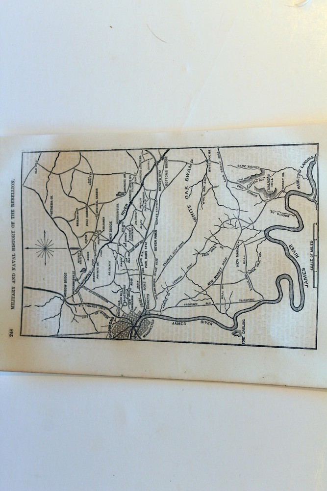 1866 Original Antique Civil War Map of Richmond Virginia - Rare Historical Collectible