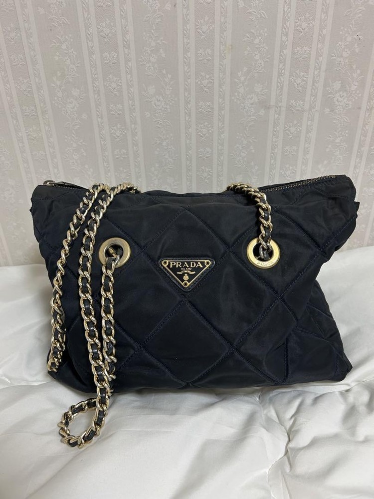 Prada Black Quilted Shoulder Bag Authentic Japan Import
