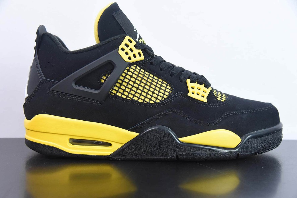 NEW Jordan 4 Retro Thunder Men's Sneakers Sports shoes,Black/Yellow (2023)