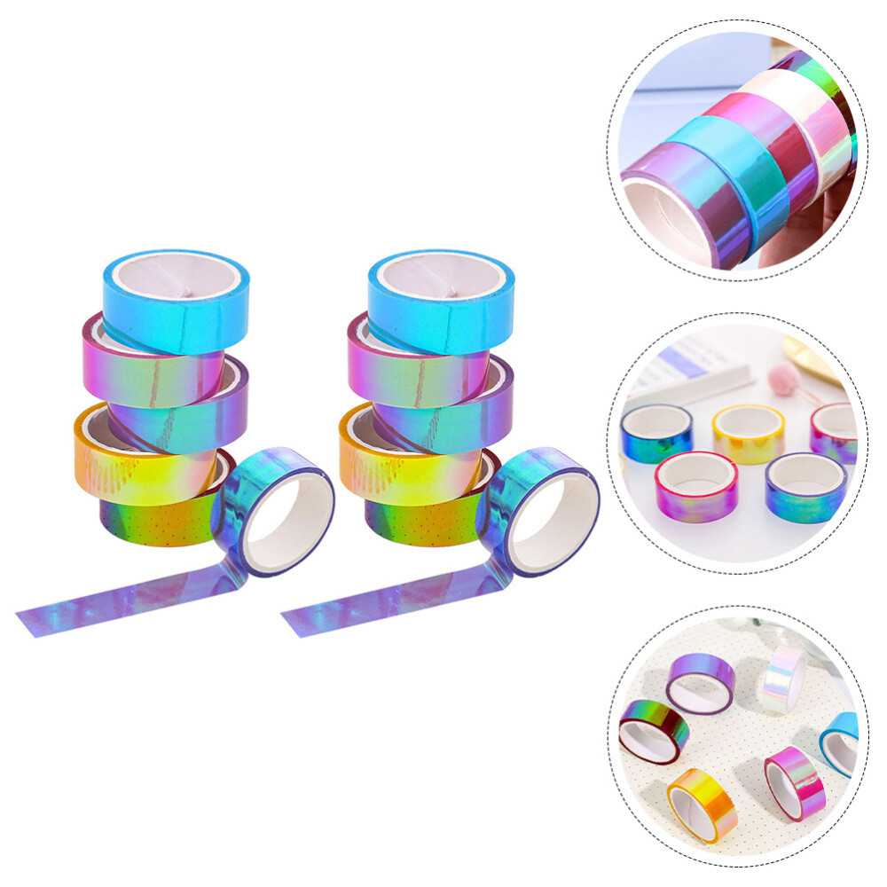 12 Rolls Color Pocket Tape Lined Sealing Paper Glue Magnetic
