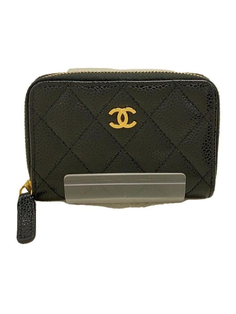 CHANEL Pre-Loved Zippy Compact Wallet Black Caviar Leather CC Logo with Box  