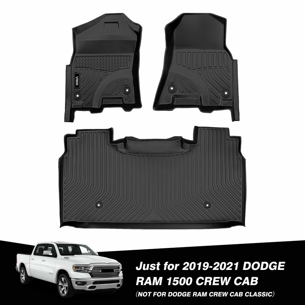 Floor Mat for Dodge Ram 1500 2019-2024 Crew Cab Front Rear TPE Liner