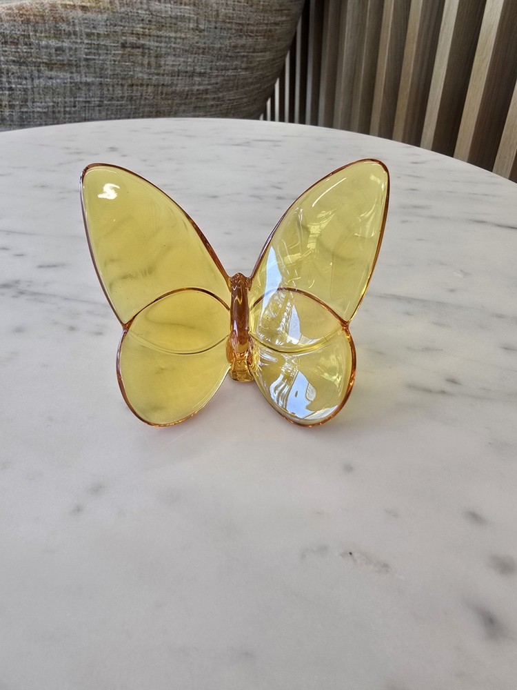 Baccarat Lucky Butterfly Papillon 2102549 Amber Yellow Crystal no box