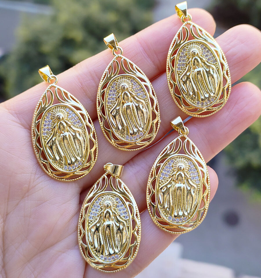 10pcs Metal Crystal Holy Mother Pendants Magic Reiki Healing Amulet Fashion