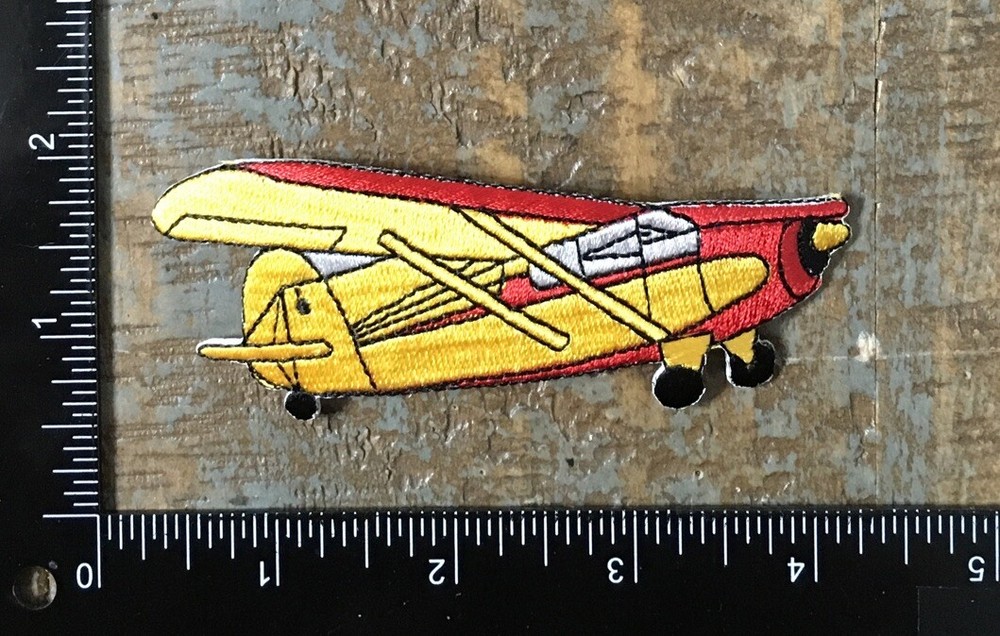 Vintage Airplane Aircraft Aviation Plane Embroidered Iron-On Patch Red/Yellow