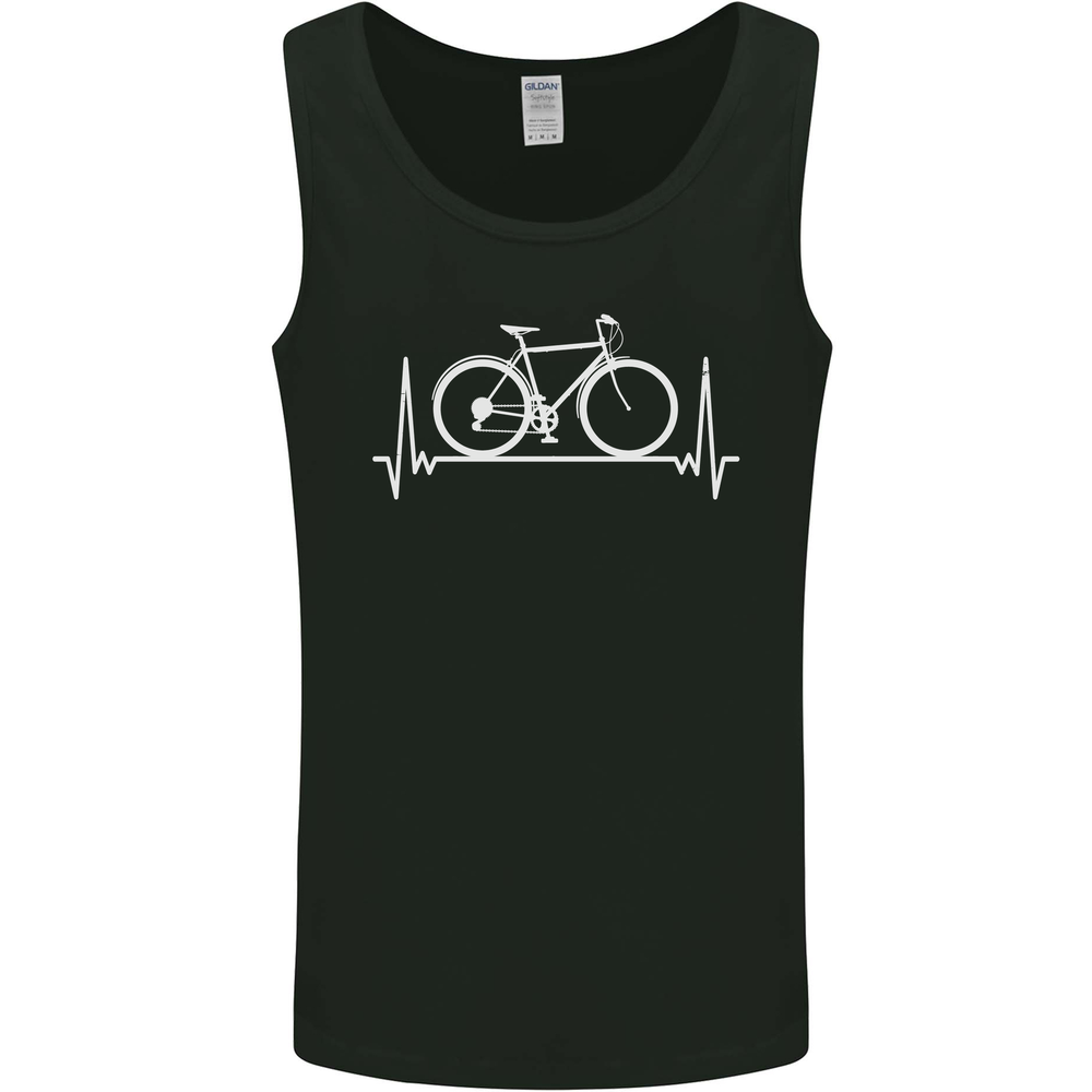Cycling Heart Beat ECG Bike Bicycle Cyclist Mens Vest Tank Top