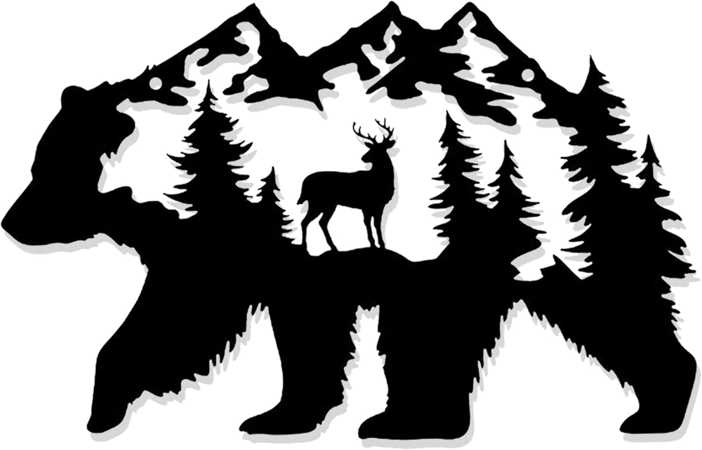 Metal Bear Wall Decor Black Rustic Forest Wall Art, Bear Pictures Wall Art Hunti