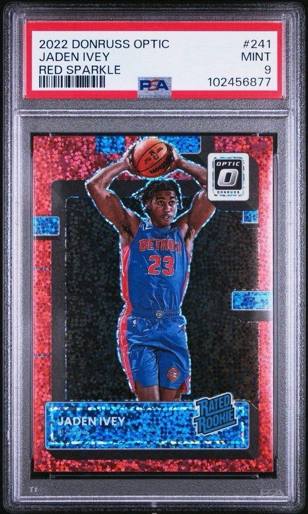 2022-23 Donruss Optic Jaden Ivey Red Sparkle Rookie PSA 9 Gem Mint