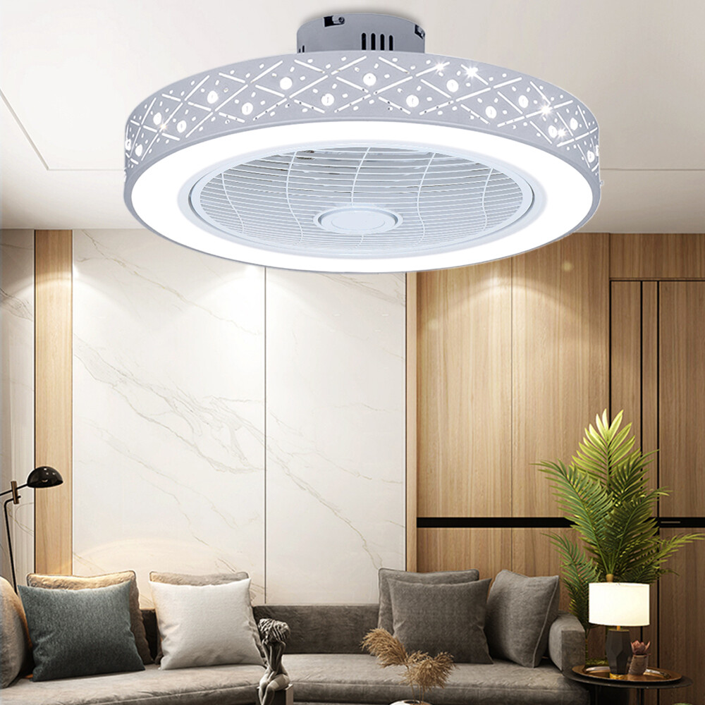 Modern LED Ceiling Fan with Remote Control and Dimmable Flush Mount Light  