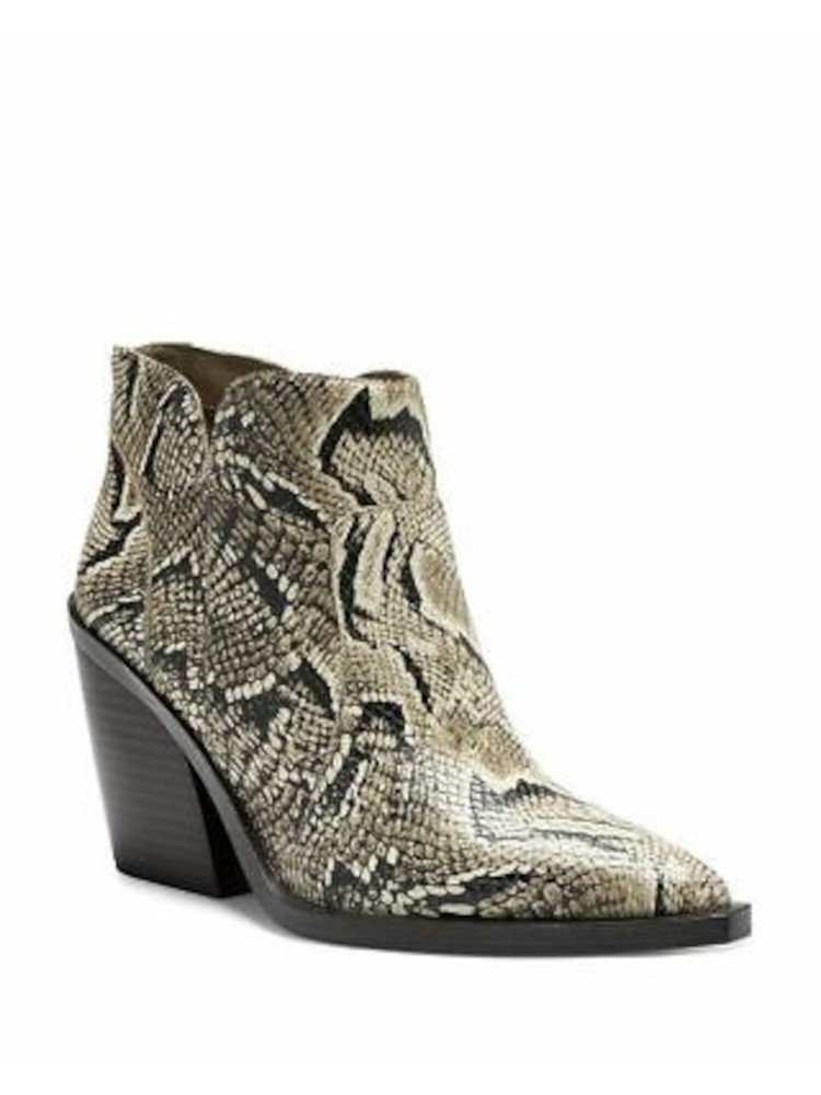 VINCE CAMUTO Womens Beige Snake V Cutouts Gradesha Leather Booties 8.5 M