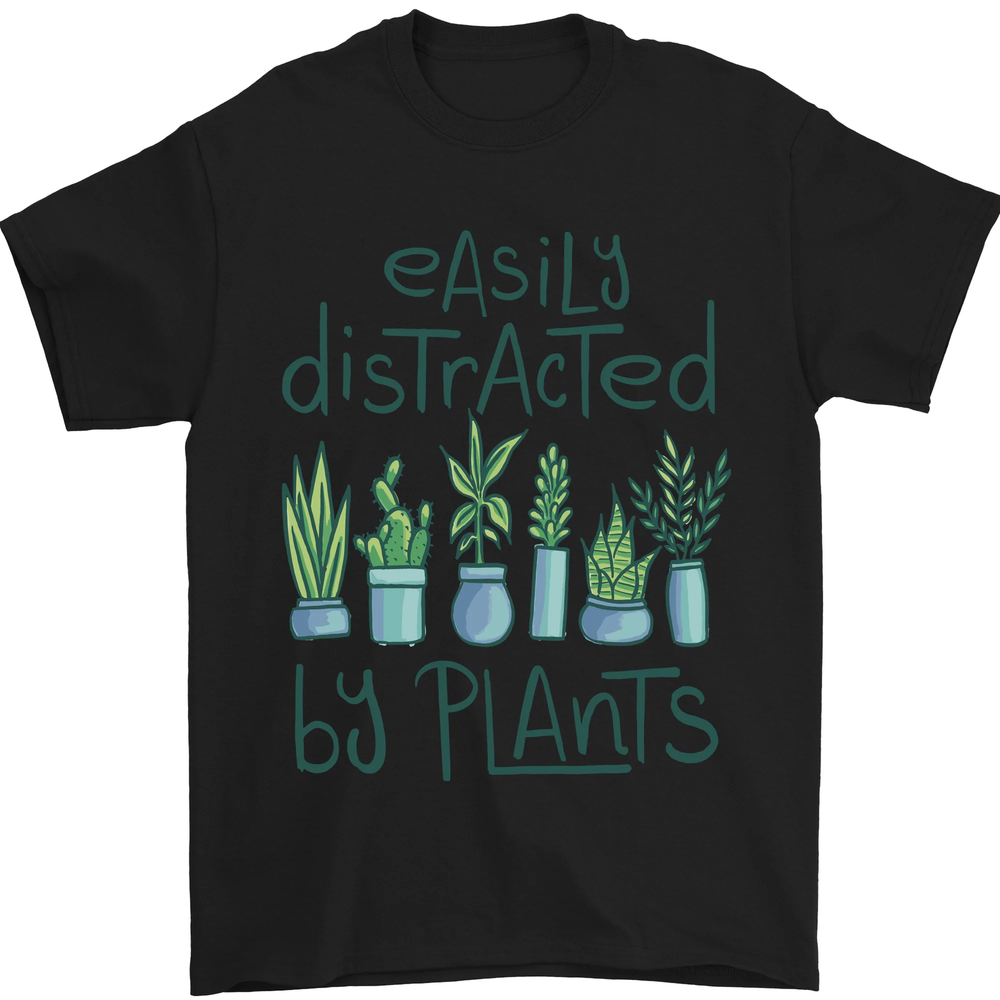 Easily Distracted by Plants Botanist Funny Mens T-Shirt 100% Cotton