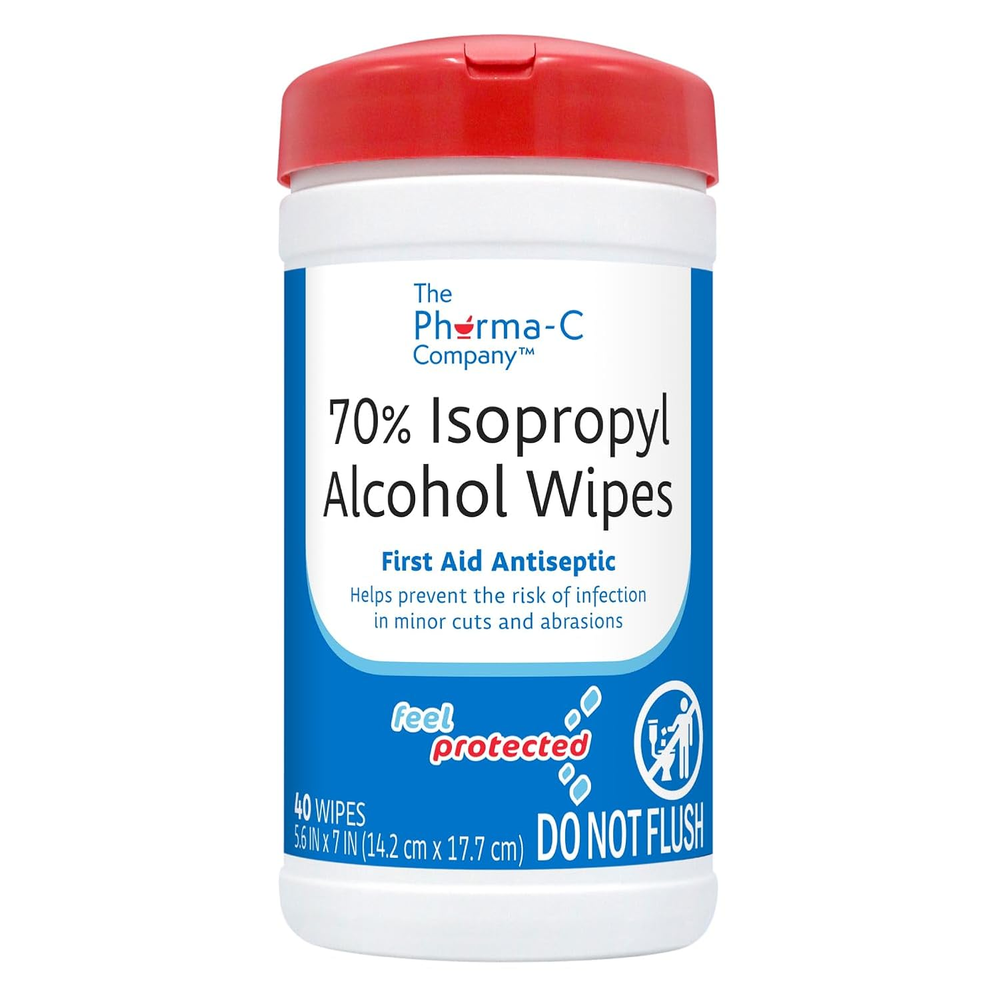 The Pharma-C Company 70% Isopropyl Alcohol Wipes [40 Wipes] - IPA First Aid Anti