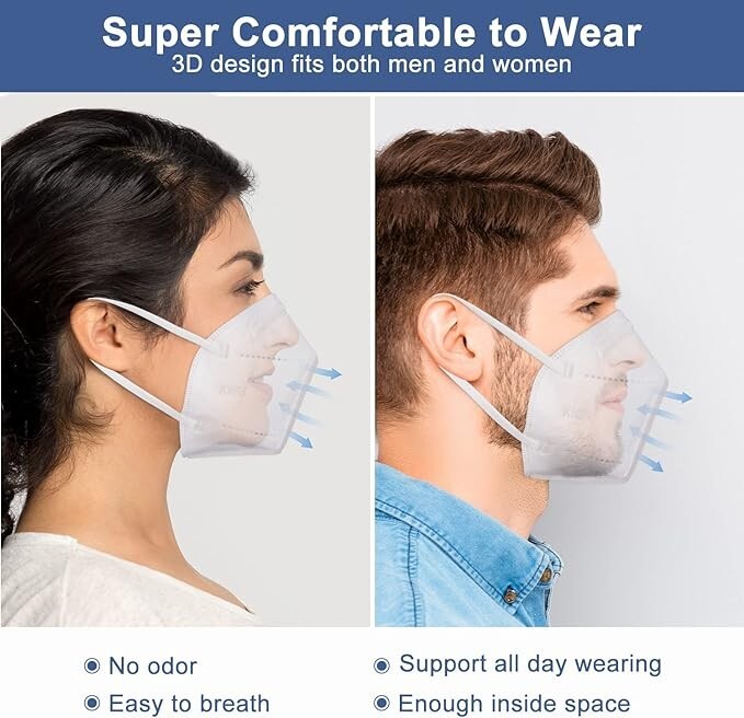 Limited Time! 50/100Pcs White KN95 Face Mask 5 Layer Disposable Respirator-image