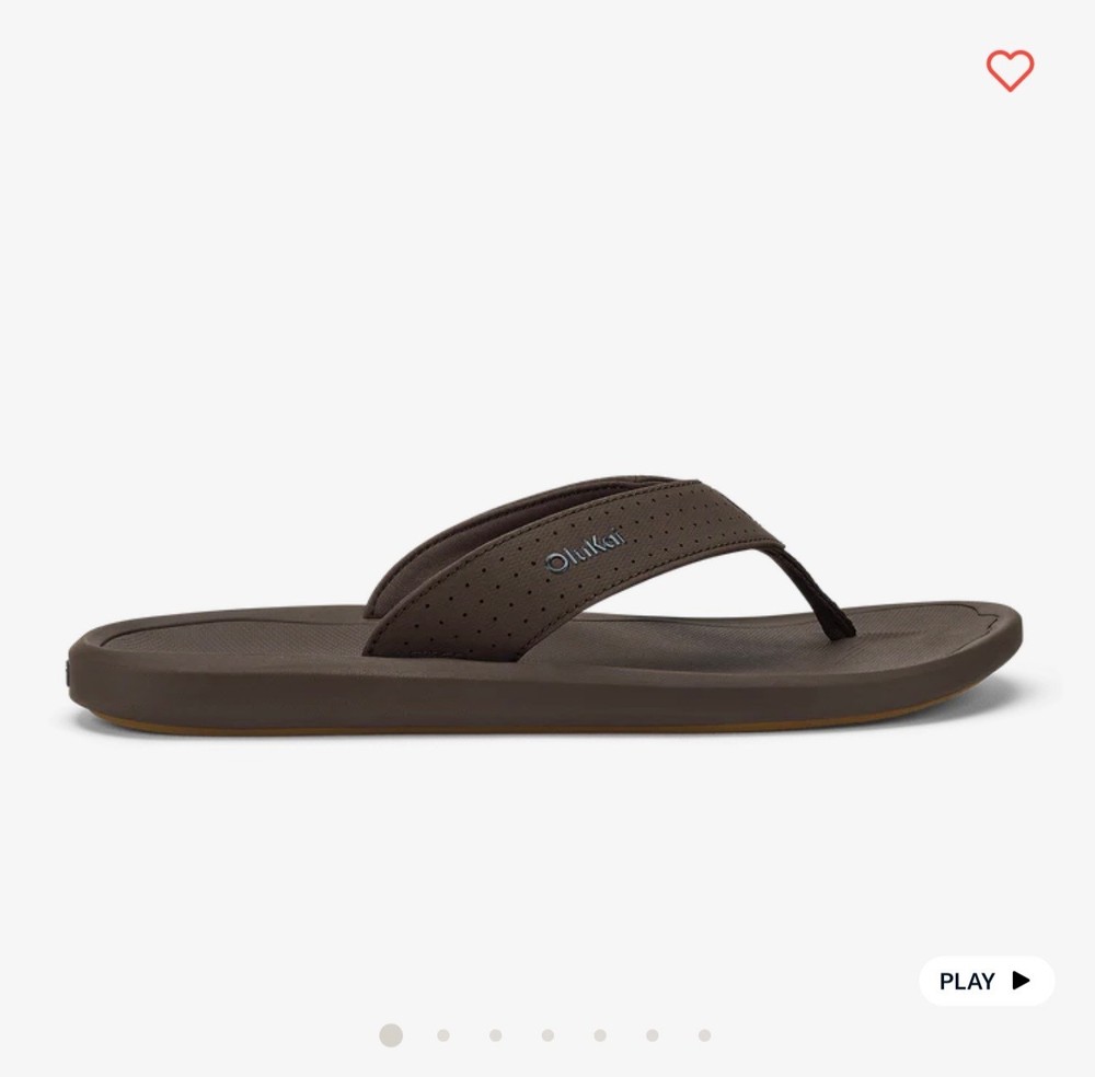 New OluKai Men's Ulele Ki’i Flip Flop Dark Java Color Size 10 Men’s $80 Retail