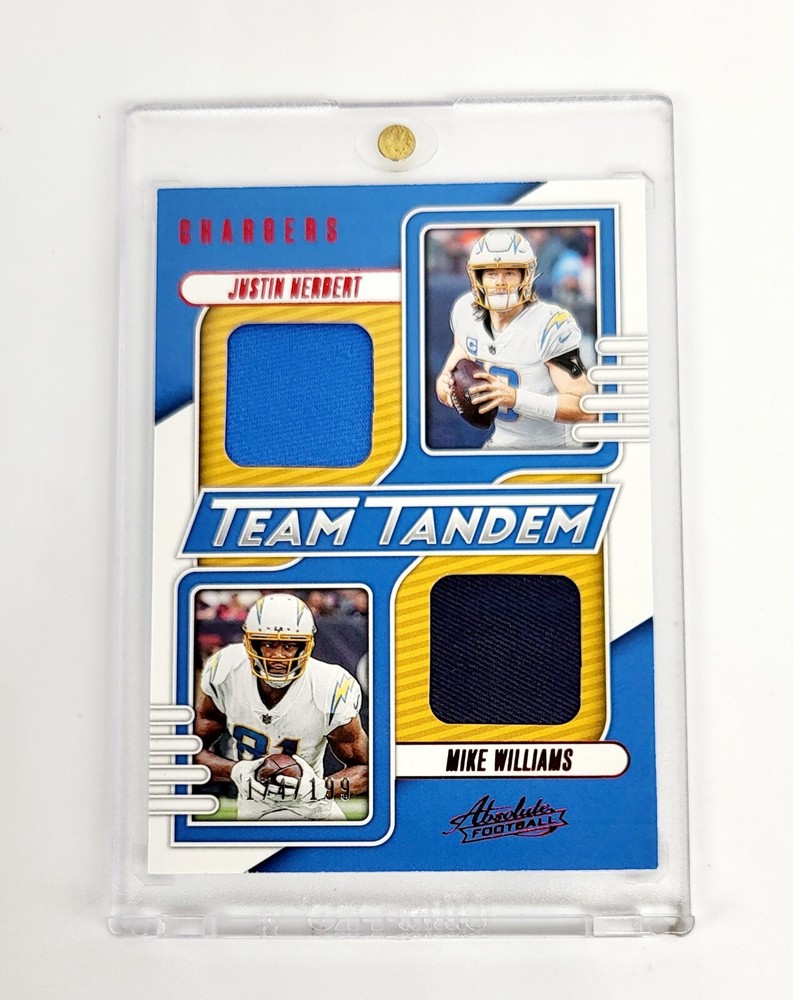 MINT #/ED DUAL PATCH NFL 2023 Absolute Justin Herbert Mike Williams Team Tandem