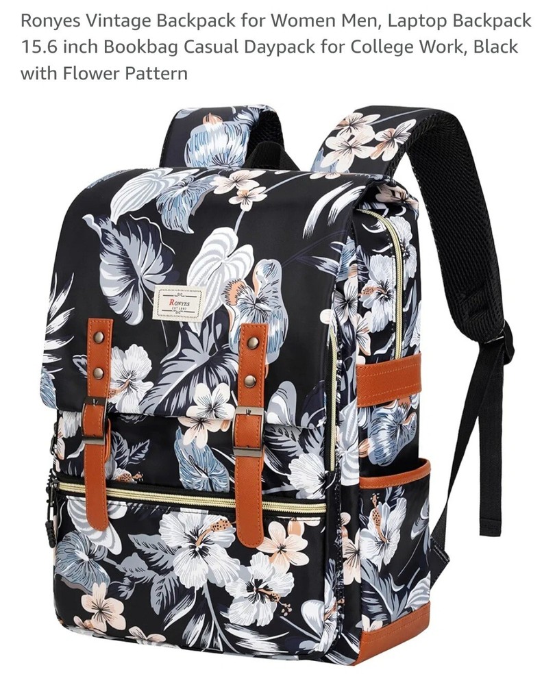 Backpack with tropical print for laptop, etc. for travel