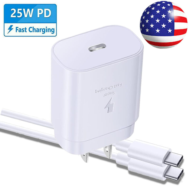 25W Fast Charger PD USB-C Power Adapter Type C Cable For iPhone 16 15 14 Pro Max