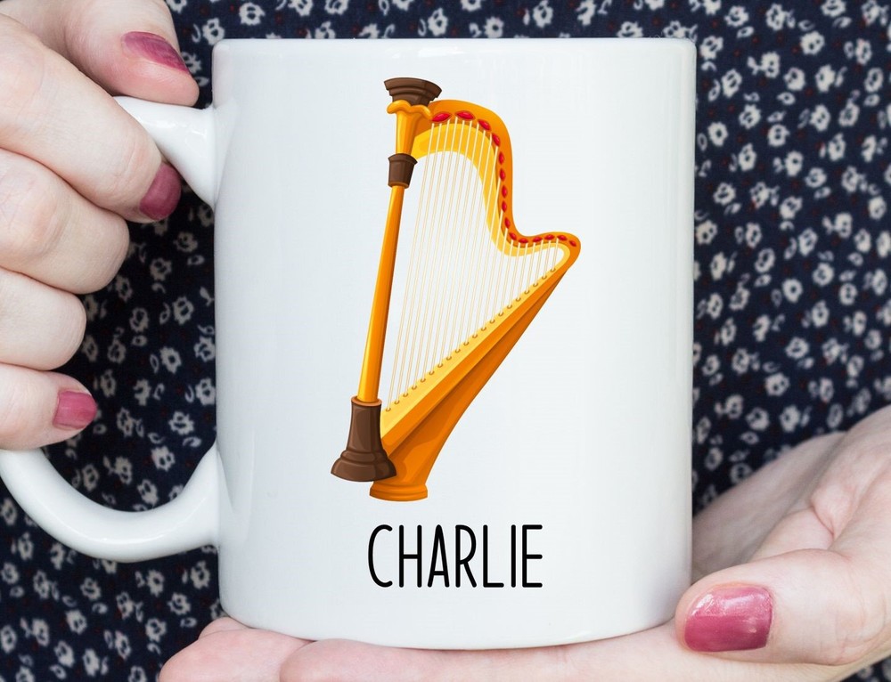 Personalized Harp Mug Harp Gift Harp Coffee Mug Harp Cup Gift For Harp Player