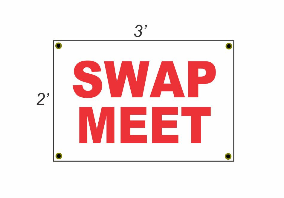 2x3 Red & White Swap Meet Banner Sign New Discount Size Price Free Shipping