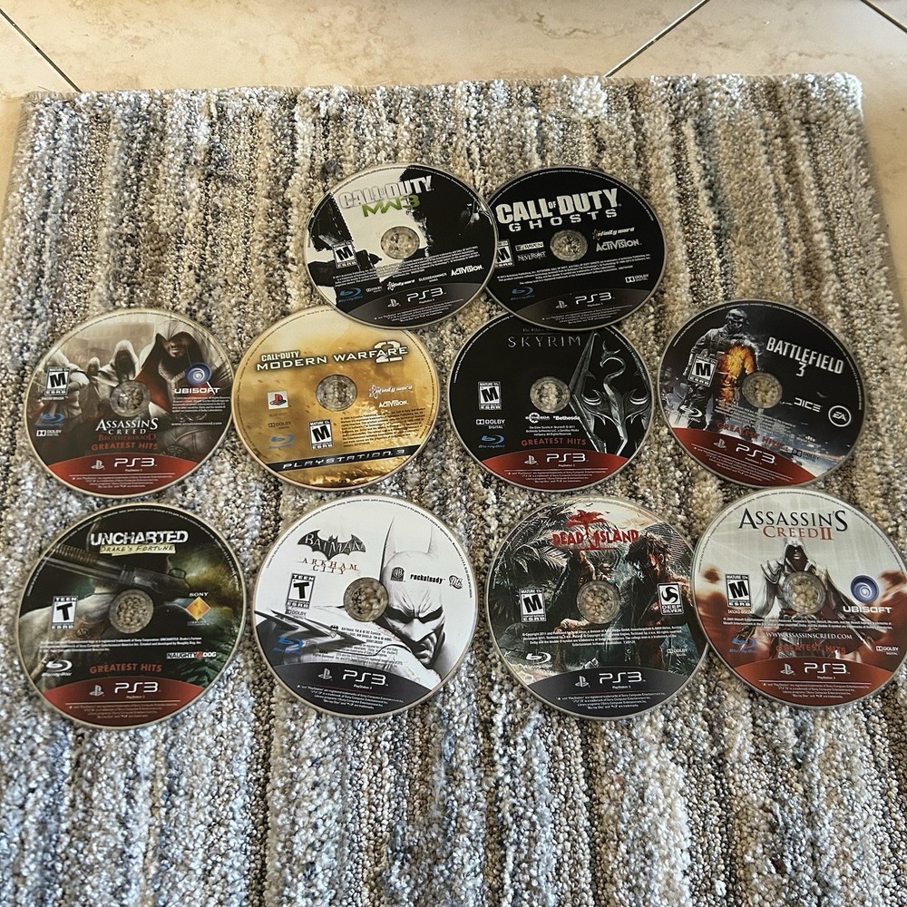 10x Video Game Lot: For PS3 ~ Disc Only No Duplicates Call Of Duty Batman Skyrim