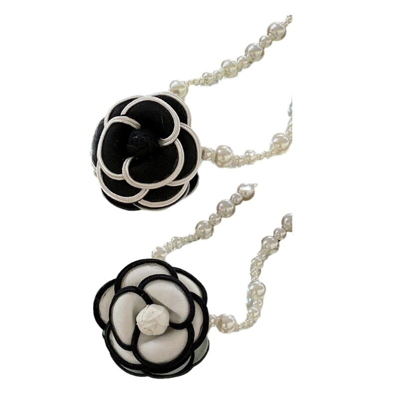 Camellia Collar Necklace Elegant Pearl Temperament Clavicle Chain for Women Girl