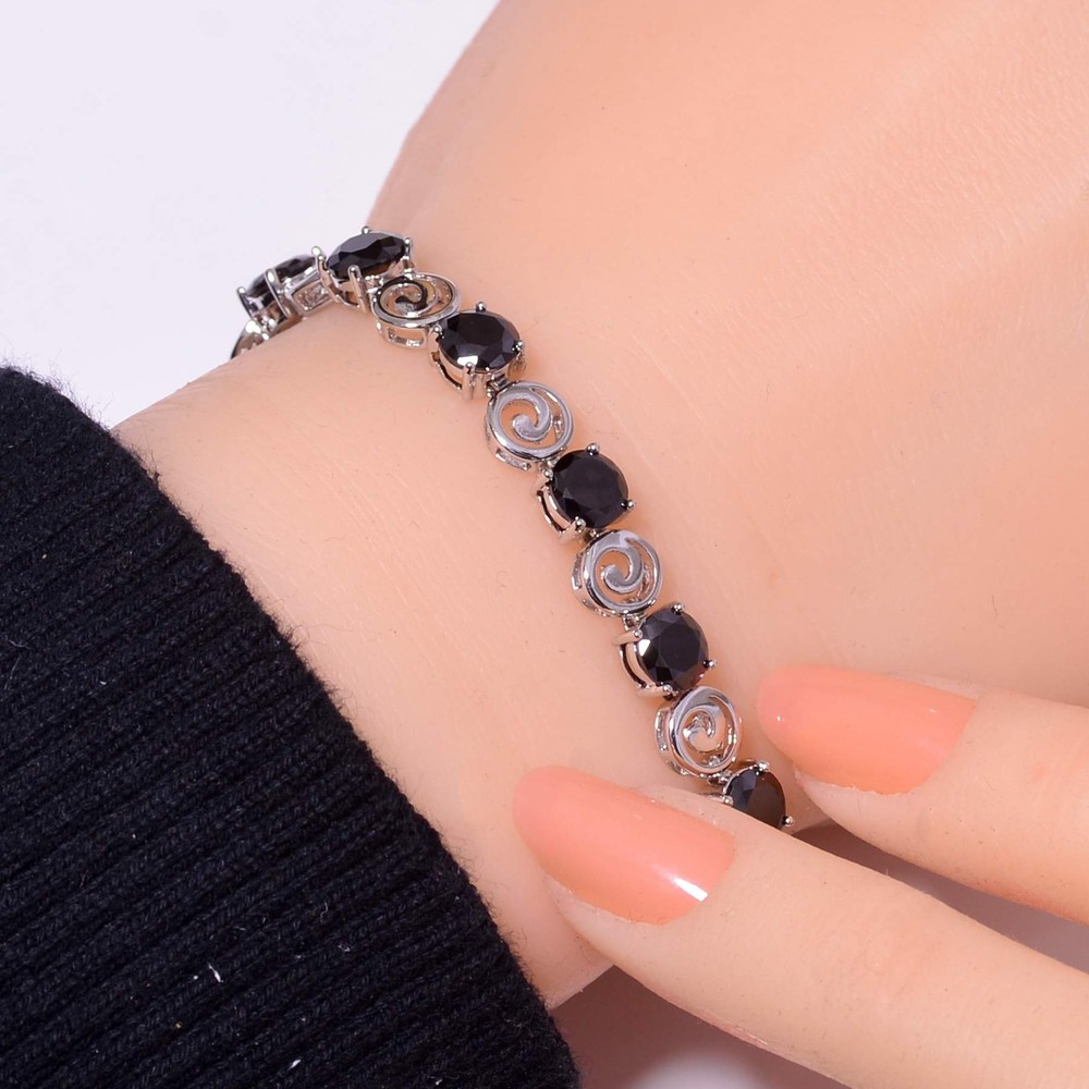 Black Onyx 925 Sterling Silver Tennis Bracelet 7.99