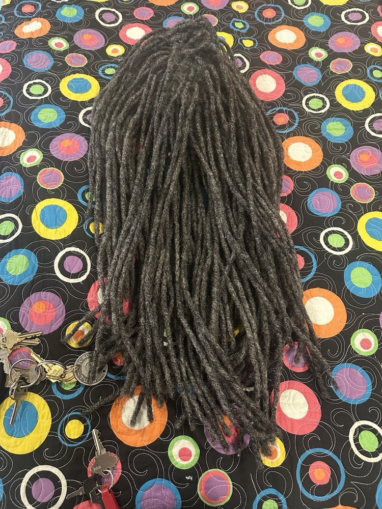 Gray Dreadloc toupee/hair piece/ topper- human hair