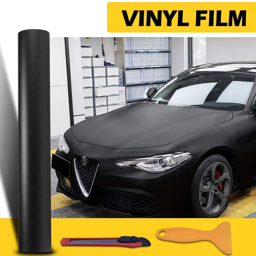Premium Matte Black Car Vinyl Wrap Film Sticker Decal Bubble Free Air Release