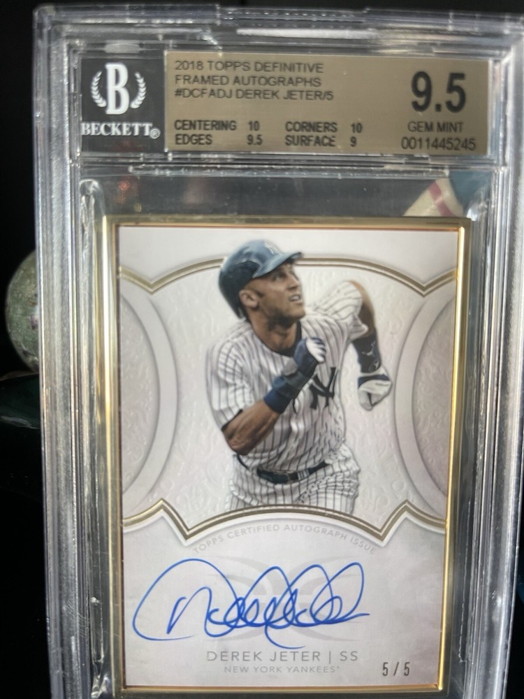 2018 DEREK JETER TOPPS DIFINATIVE FRAMED ON CARD AUTO 5/5 BGS 9.5/10 GEM MINT!!