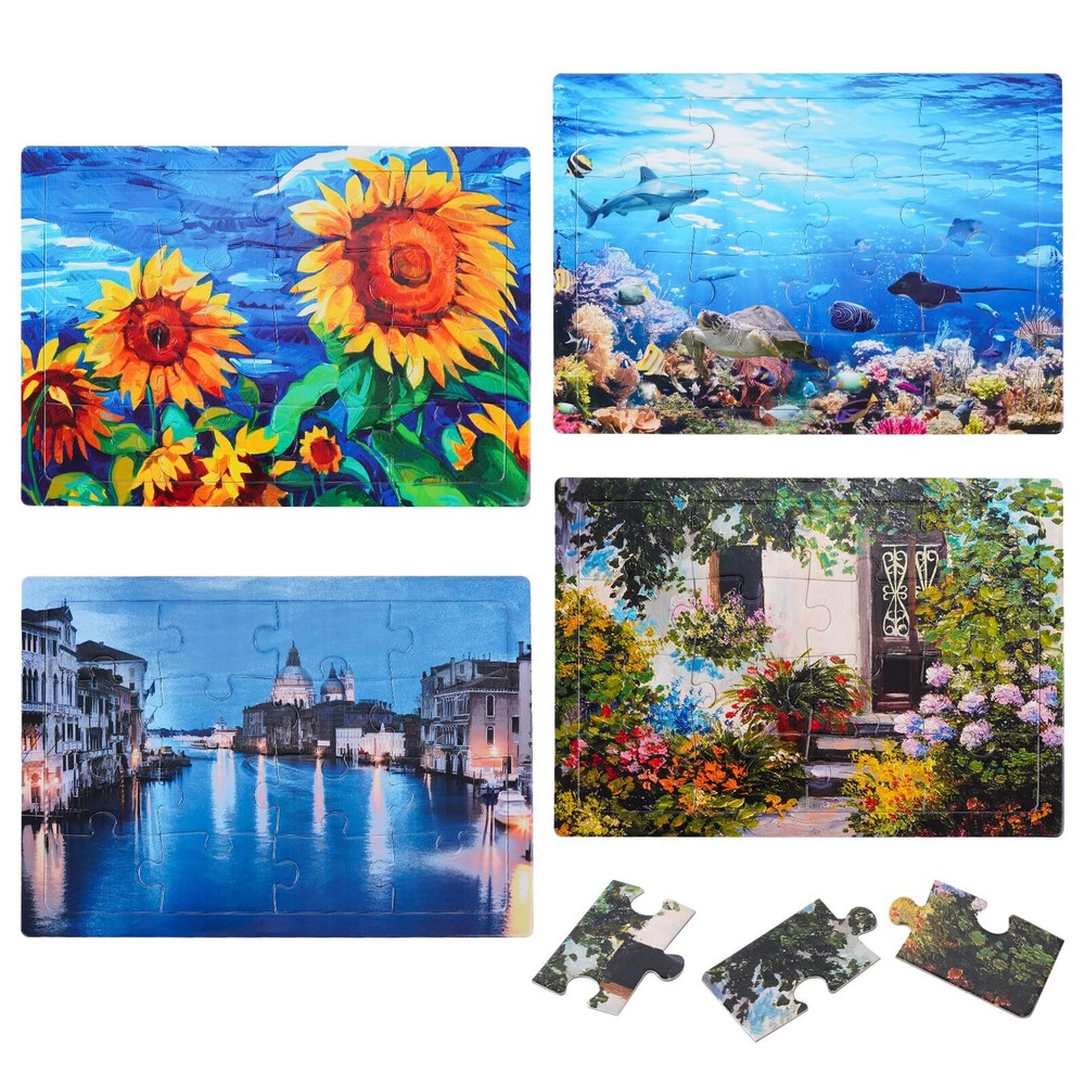 4 Pack 16 Large Piece Puzzles Dementia Alzheimer's Products and Activities fo...