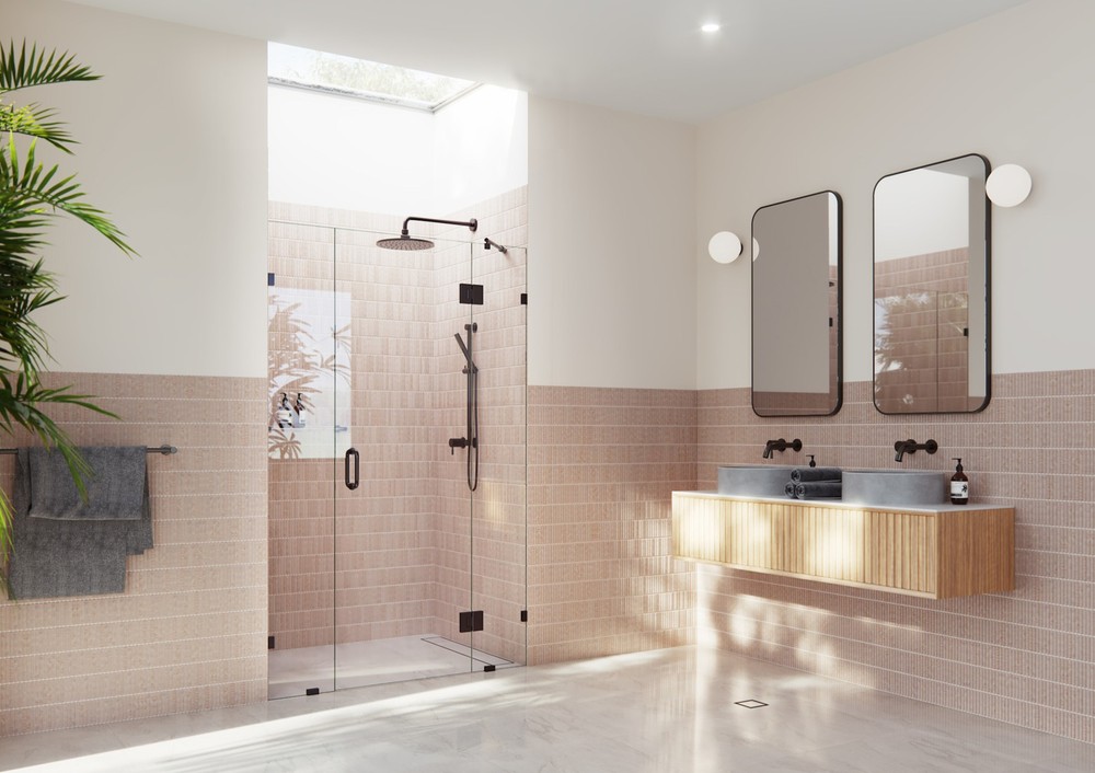 Stellar 78x50 Bronze Frameless Hinged Glass Shower Door by Glass Warehouse GHF-50  