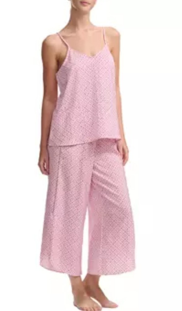 Splendid Women's 2-Pc. Printed Cropped Pajamas Set - Heart Trellis Geo XS Pink