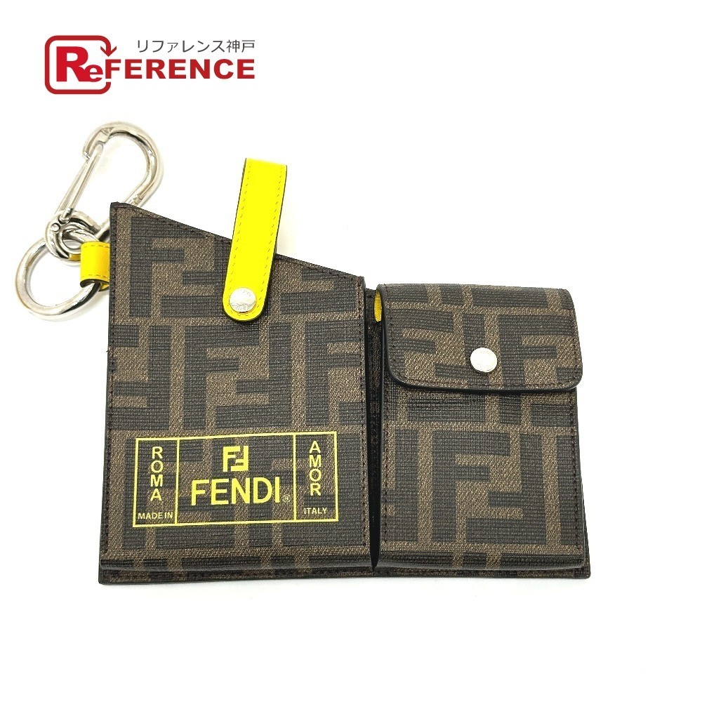 RARE FENDI 7AR759 Zucca charm multi pouch with carabin in excellent condition