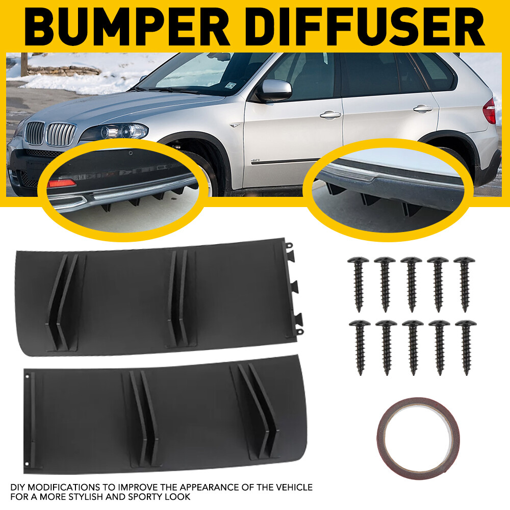 VW Rear Bumper Lip Spoiler Shark Fin Diffuser in Matte Black