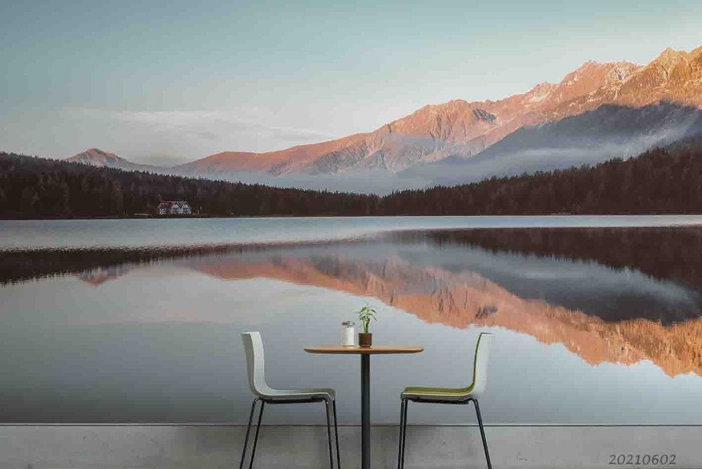 3D Mountain Forest Lake Landscape Wall Murals Wallpaper Murals Wall Sticker