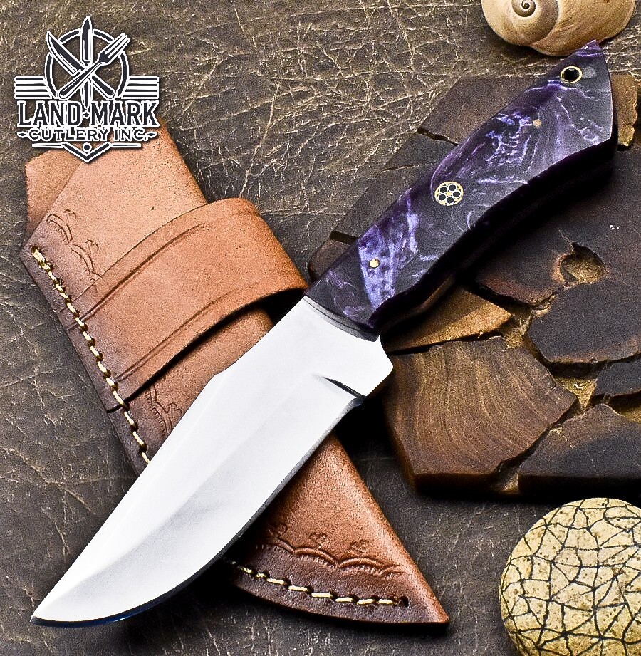 BEAUTIFUL CUSTOM D2 STEEL HANDE MADE HUNTING SKINNER KNIFE WITH RESIN HANDLE