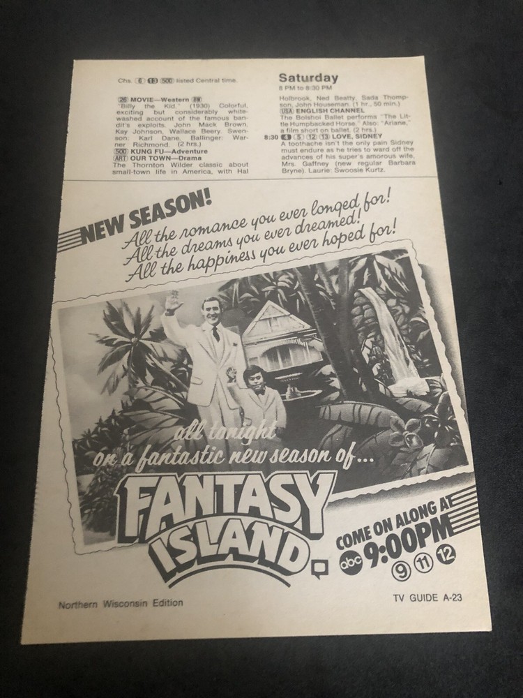 1982 Fantasy Island New Season TV Show Magazine Print Ad 2D23