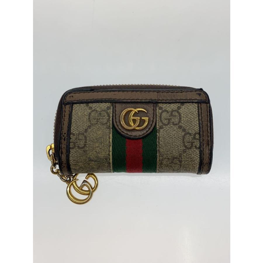 Gucci GG Supreme Brown Canvas Coin Purse Key Ring 5231517 Italy Pre-Owned  